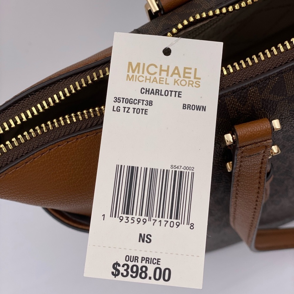 Michael Kors Charlotte LG TZ Tote Sig Brown - Picture 7 of 8